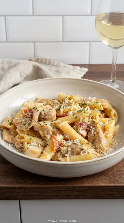 Creamy Pasta with Chicken & Turkey Ham Recipe