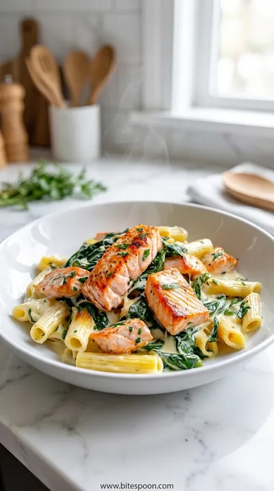 Creamy Salmon Spinach Pasta in 25 Minutes