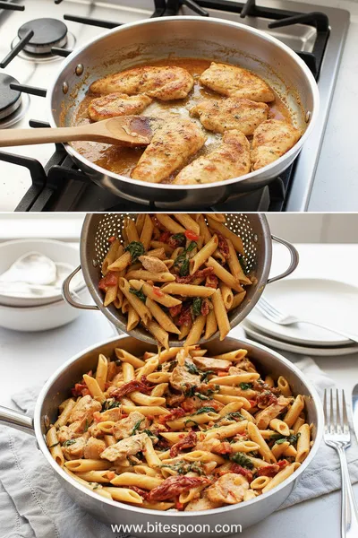Creamy Tuscan Chicken Pasta Recipe - ready to serve