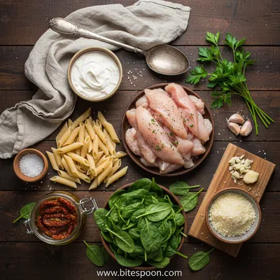 Creamy Tuscan Chicken Pasta - cooking process