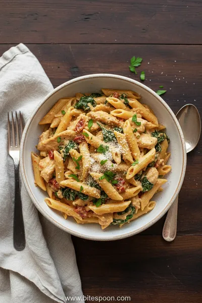 Creamy Tuscan Chicken Pasta - ready to serve