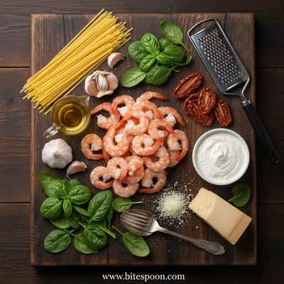 Creamy Tuscan Shrimp Linguine - cooking process