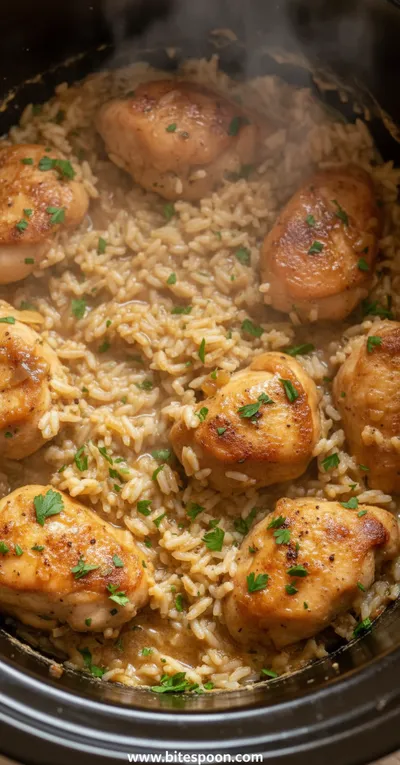 Crock Pot No Peek Chicken with Rice - ingredients preparation