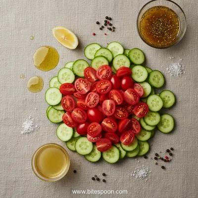 Cucumber and Tomato Salad – Fresh Easy Snack - cooking process
