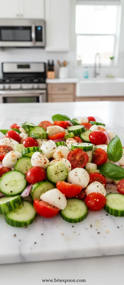 Easy Cucumber Caprese Salad