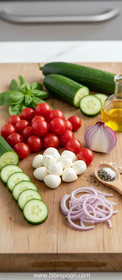 Easy Cucumber Caprese Salad - cooking process
