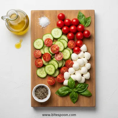 Easy Cucumber Caprese Salad - cooking process