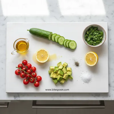 Cucumber Tomato Avocado Salad - cooking process