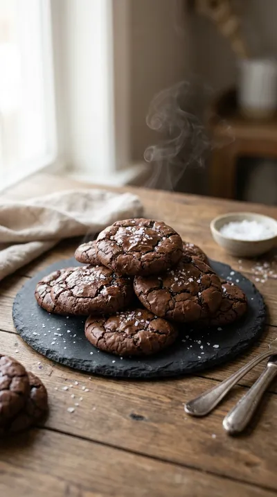 Salted Brownie Crinkle Cookies