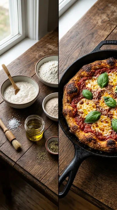 Sourdough Discard Cast Iron Skillet Pizza - ready to serve