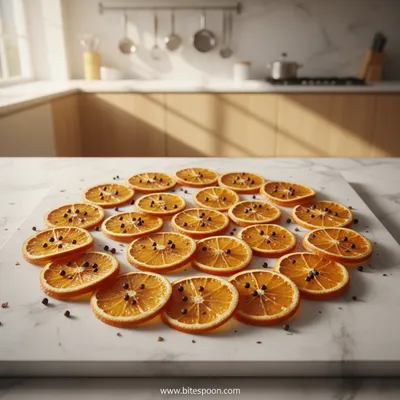 Dried Orange Slices with Honey and Juniper