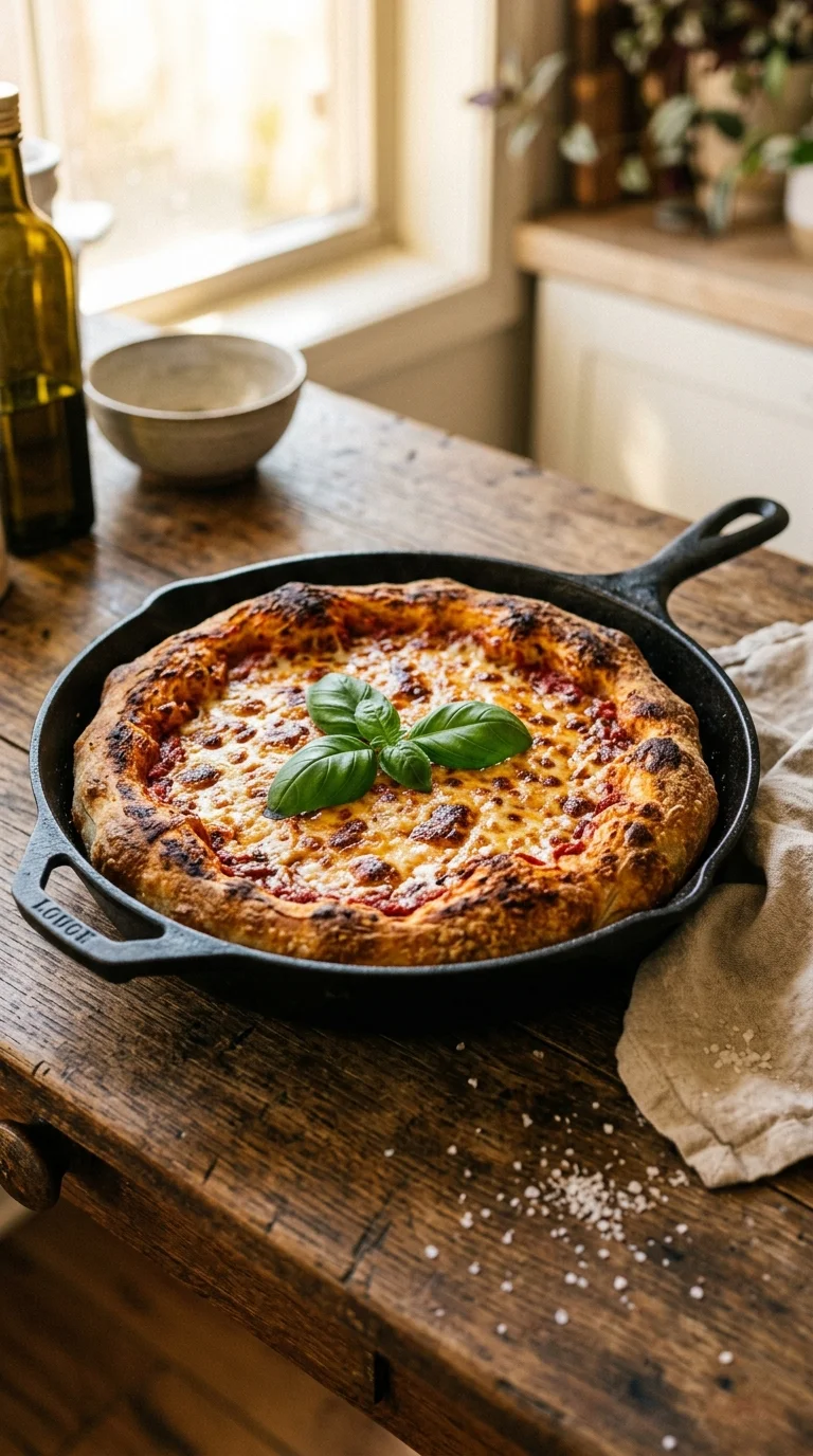 Deep Dish Cast Iron Sourdough Pizza Crust