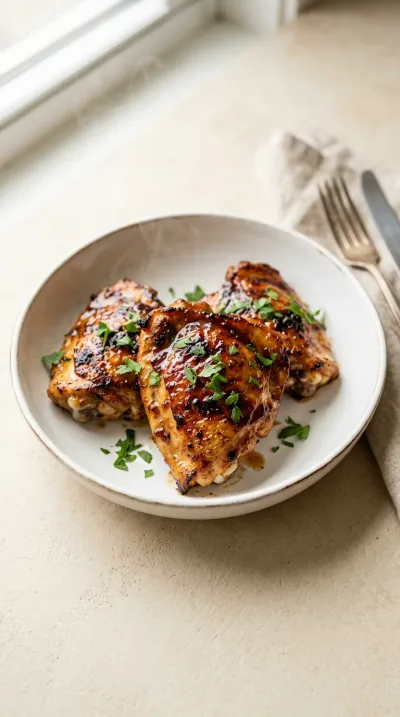 Caramelized BBQ Chicken Thighs in the Oven