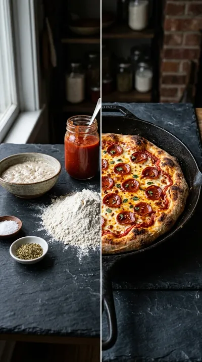 Cast Iron Sourdough Discard Pizza – Crispy Skillet Crust - ready to serve
