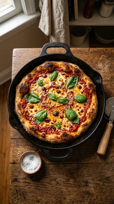 Sourdough Discard Cast Iron Skillet Pizza - cooking process