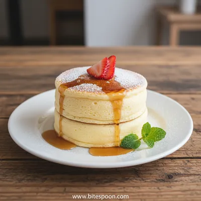 Traditional Fluffy Japanese Souffle Pancakes - ready to serve