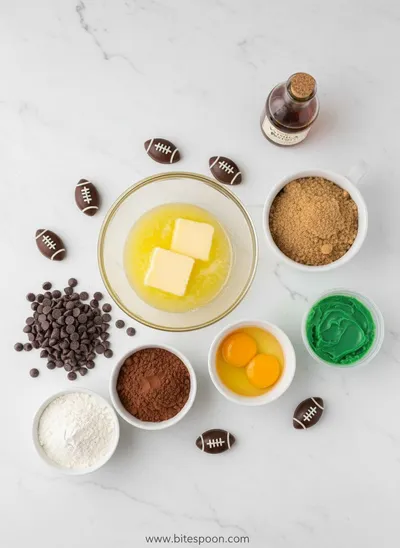 Football Brownies – Fudgy Game Day Treat - ingredients preparation