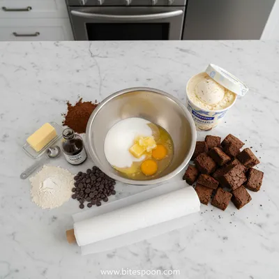 Frozen Brownie Ice Cream Cake - cooking process