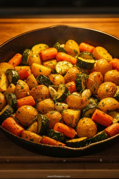 Garlic Herb Roasted Potatoes With Carrots and Zucchini - ingredients preparation
