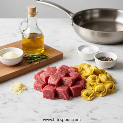 Garlic Steak Tortellini - cooking process