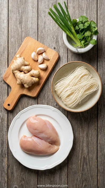 Classic Ginger Garlic Chicken Noodle Soup Recipe - ingredients preparation