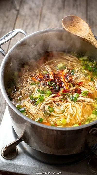Classic Ginger Garlic Chicken Noodle Soup Recipe - cooking process