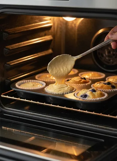 Healthy Greek Yogurt Blueberry Protein Muffins - ingredients preparation