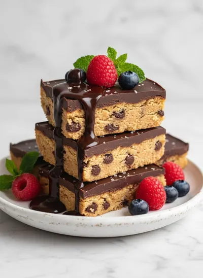 Healthy No Bake Cookie Dough Bars - ready to serve
