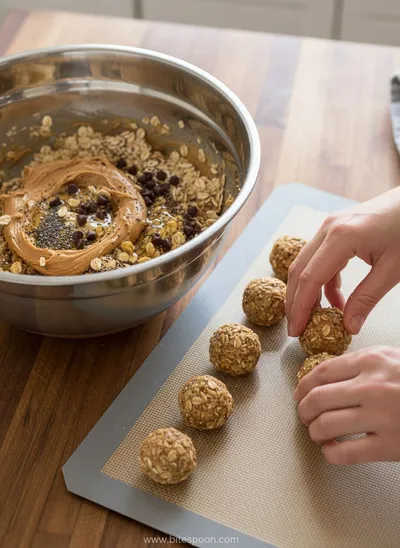 Healthy Peanut Butter Balls - ingredients preparation