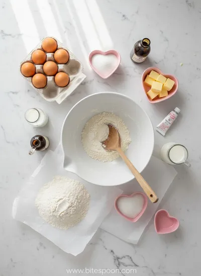 Hearts Roll Cake Recipe - ingredients preparation