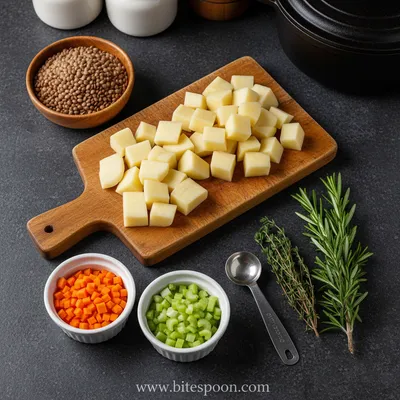 Hearty Lentil and Potato Soup Recipe with Comforting Benefits - ingredients preparation