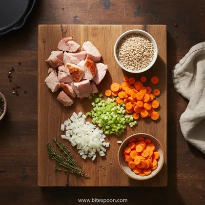 Hearty Turkey Soup Recipe From Leftovers - ingredients preparation