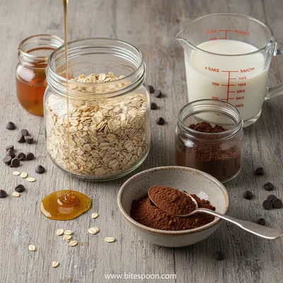 High Protein Chocolate Overnight Oats: Healthy Breakfast - ingredients preparation