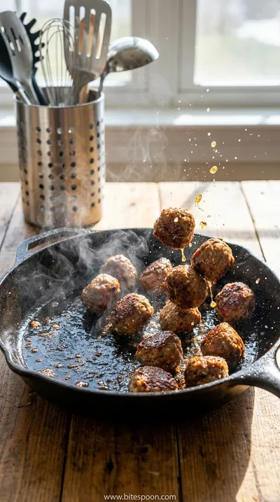 Nonna's Homemade Italian Meatballs Recipe - cooking process