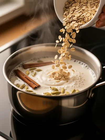 Easy Chai Spiced Overnight Oats - cooking process