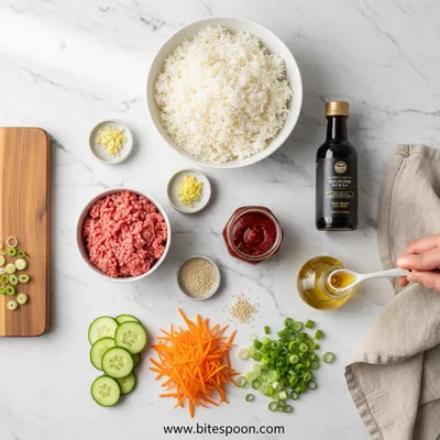 Korean Ground Beef Bowl - cooking process
