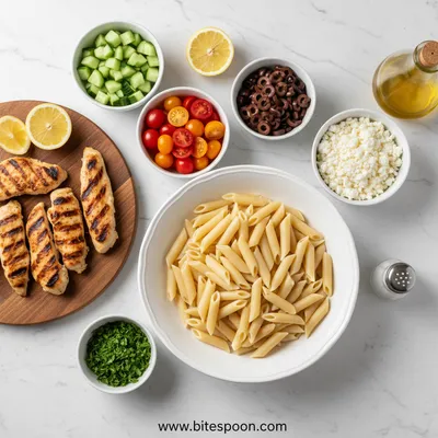 Mediterranean Chicken Pasta Salad - cooking process