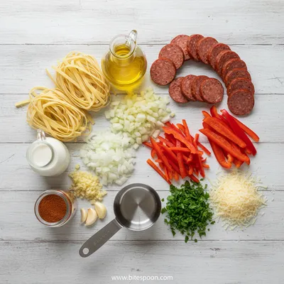 One Pot Creamy Cajun Sausage Pasta - cooking process