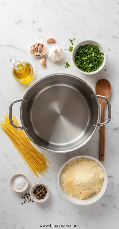 One Pot Creamy Garlic Pasta - cooking process