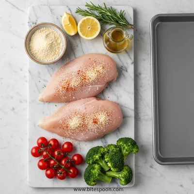 Parmesan Crusted Chicken Sheet Pan Dinner - cooking process