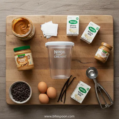 Peanut Butter Ice Cream in Ninja Creami - ingredients preparation