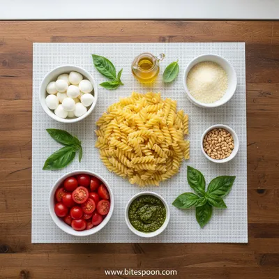 Light and Creamy Pesto Caprese Pasta Salad - cooking process