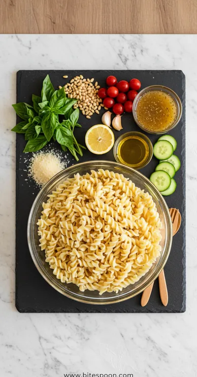 Pesto Pasta Salad - Fresh Quick & Easy Recipe - cooking process