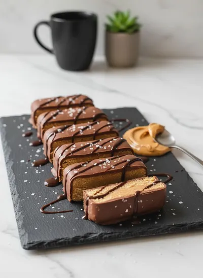 Copycat Reese’s Peanut Butter Protein Bars - ready to serve