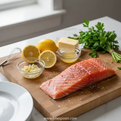 Sheet Pan Lemon Garlic Butter Salmon - cooking process