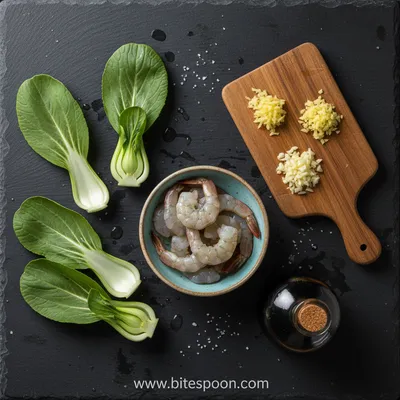 Shrimp Stir Fry Soup with Bok Choy - ingredients preparation