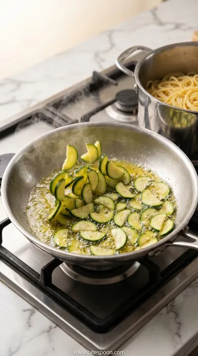 Spaghetti Alla Nerano: Italian Courgette Pasta Recipe - cooking process