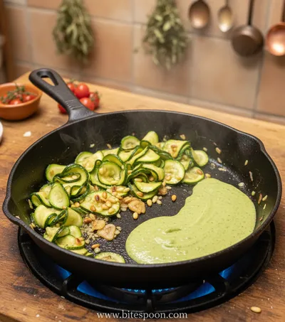 Creamy Zucchini Spaghetti with Sicilian Twist - ingredients preparation
