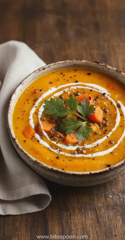 Spiced Carrot and Lentil Soup Recipe - ready to serve
