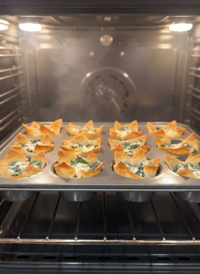 Spinach and Artichoke Wonton Cups - ingredients preparation